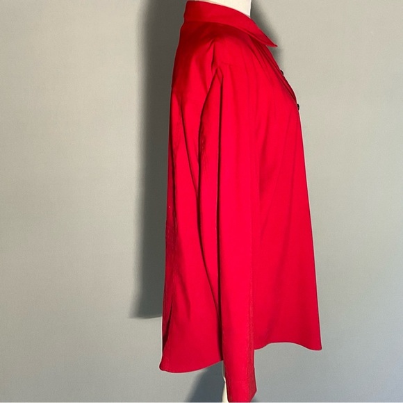 Talbots Ladies Size Large Button Up Long Sleeve Blouse in Christmas Red - Picture 8 of 12